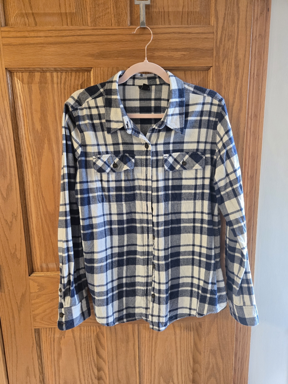 Patagonia -  Navy and White Plaid Shirt - Womens Large